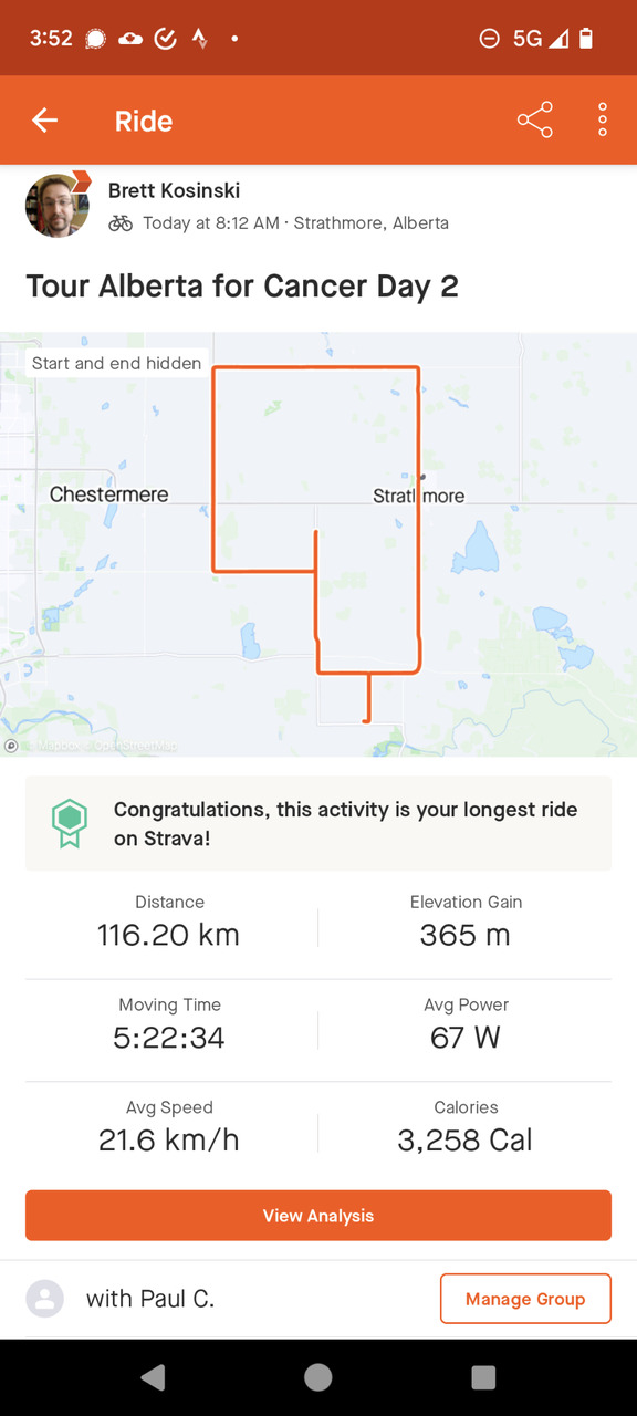 Strava tracking from my day 2 ride.  Paul and I both did the gruelling 116km long route.